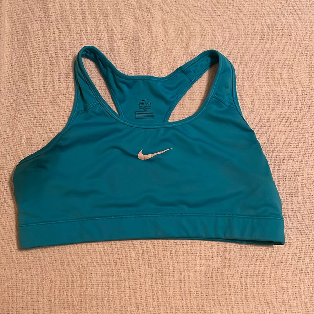 Blue nike drifit sports bra